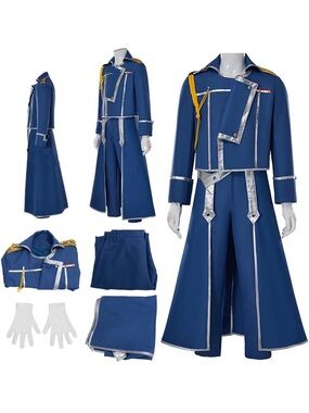 Men Anime Cosplay Costume Adult Blue Coat Jacket Outfit for Halloween XL
